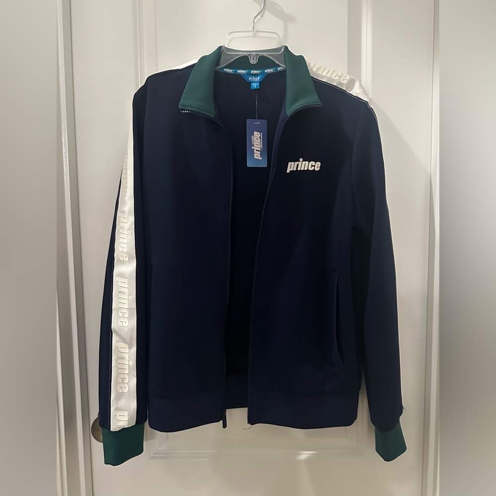 Brand New Prince Pickleball Zip Up Jacket Sz S Navy Blue, Green & White